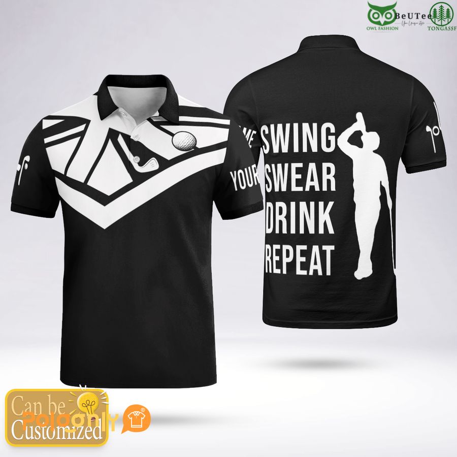 UK Golf Personalized Swing - Swear - Drink - Repeat Polo Shirt 