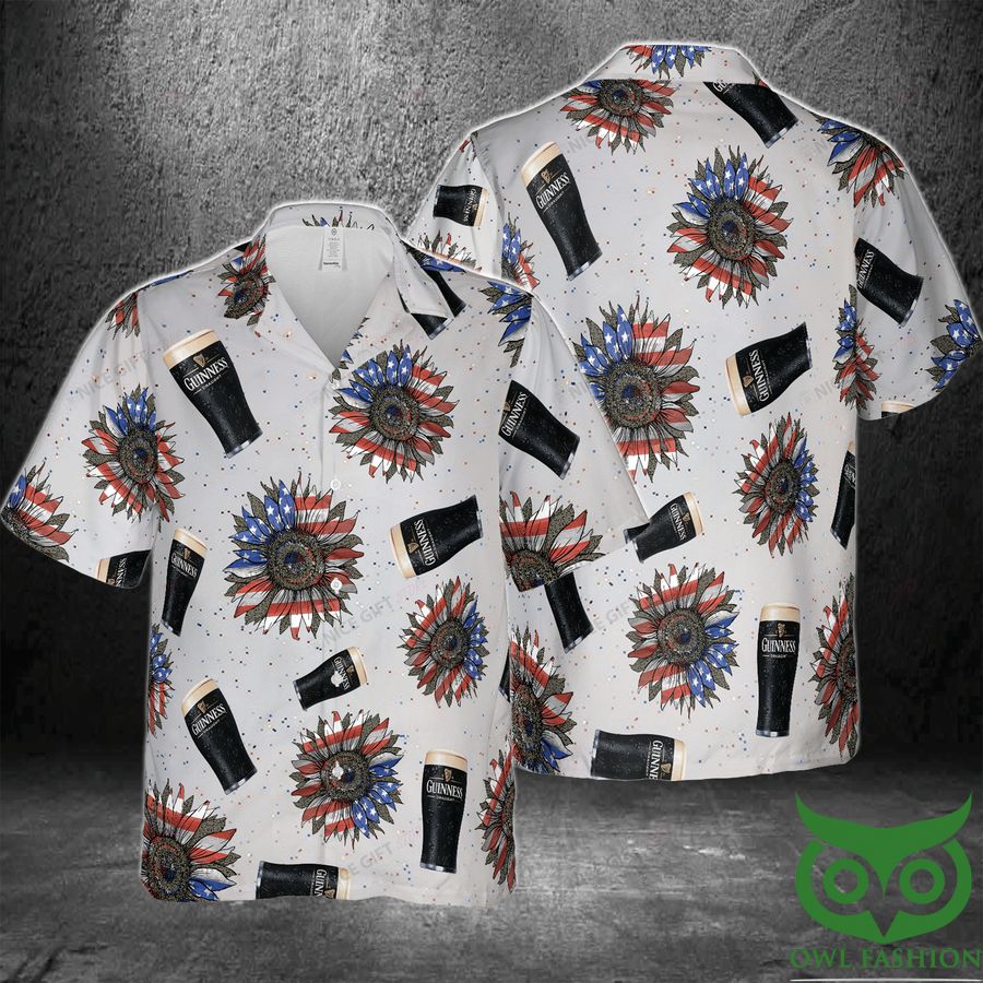 Guinness Sunflowered Red White Blue 4th Of July 3D Hawaiian Shirt