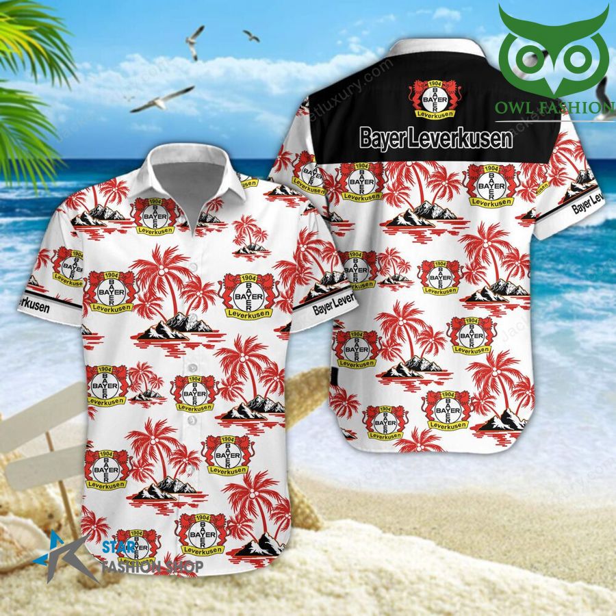 Bayer 04 Leverkusen palm trees on the beach 3D aloha Hawaiian shirt