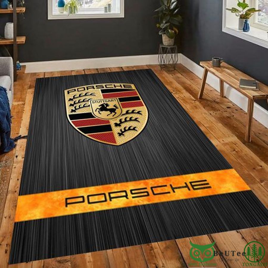 Limited Edition Porsche Logo Dark Gray Lines Carpet Rug
