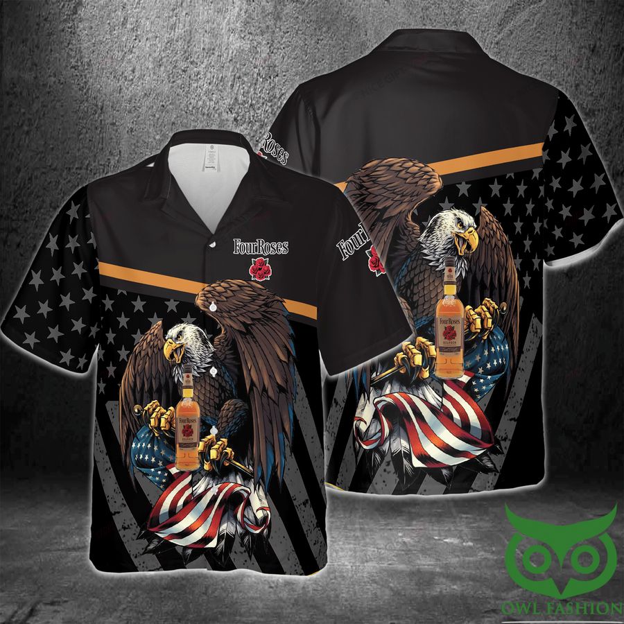 Four Roses America Flag Eagle Hawaii 3D Shirt
