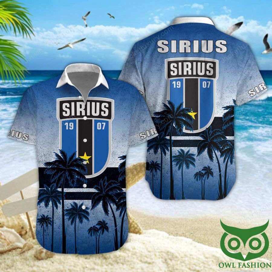 IK Sirius Fotboll Palm Tree Dark Blue Logo Hawaiian Shirt