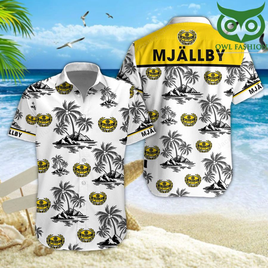 Mjallby AIF palm trees on the beach 3D aloha Hawaiian shirt