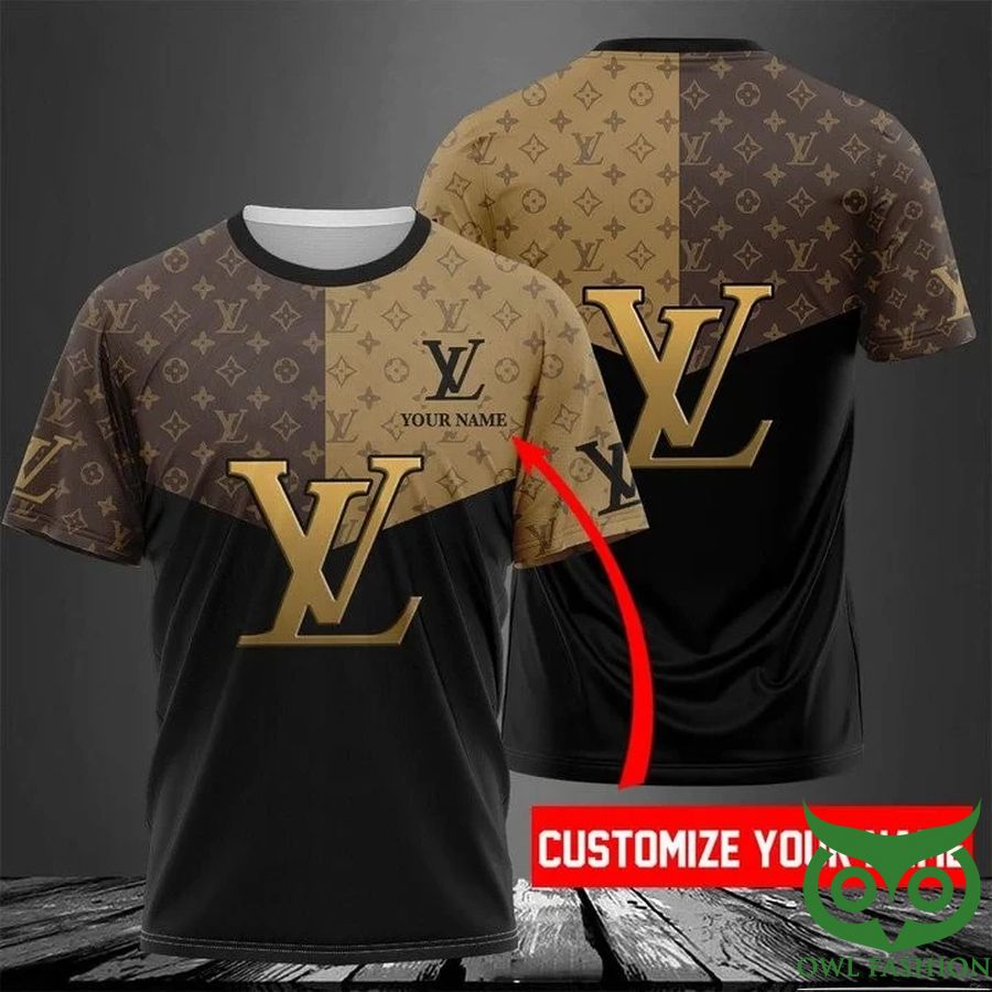 Custom Name Louis Vuitton Black Monogram US T-Shirt