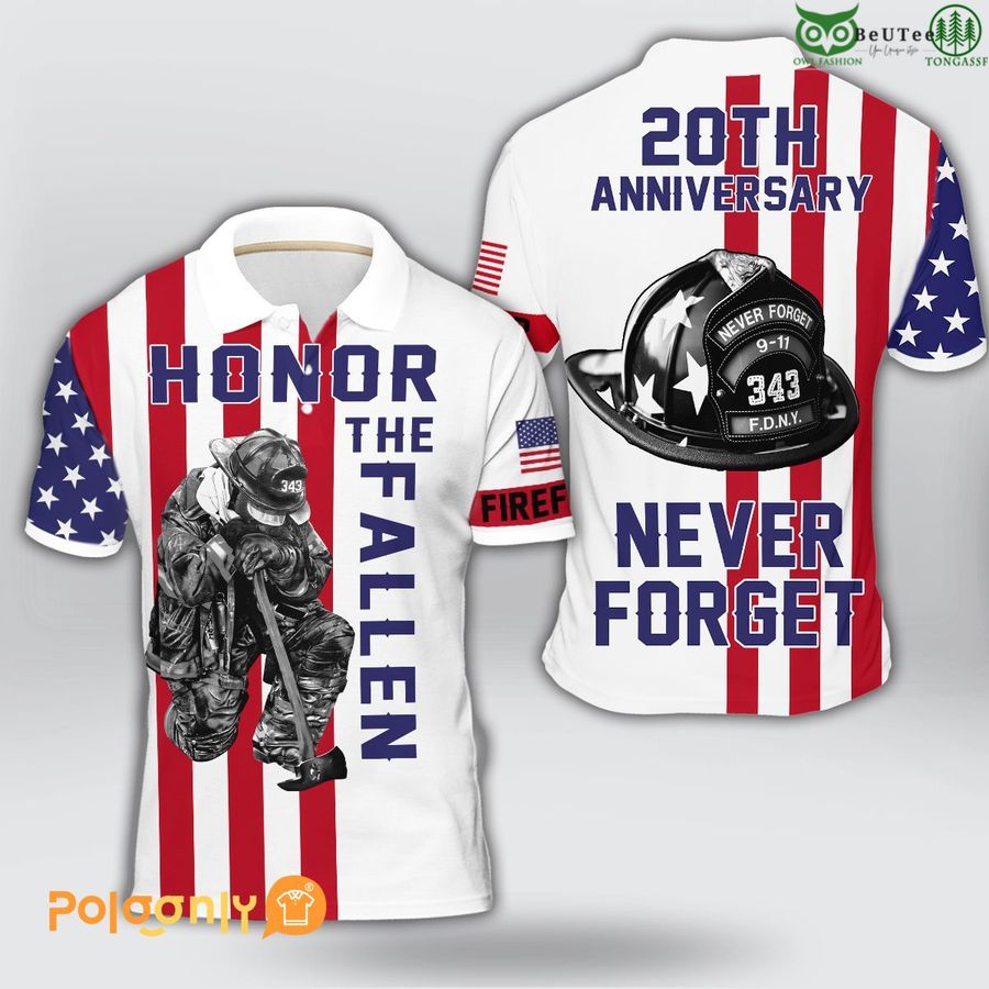 Never Forget 9-11-2001 - Honor The Fallen - 20th Anniversary Polo Shirt 