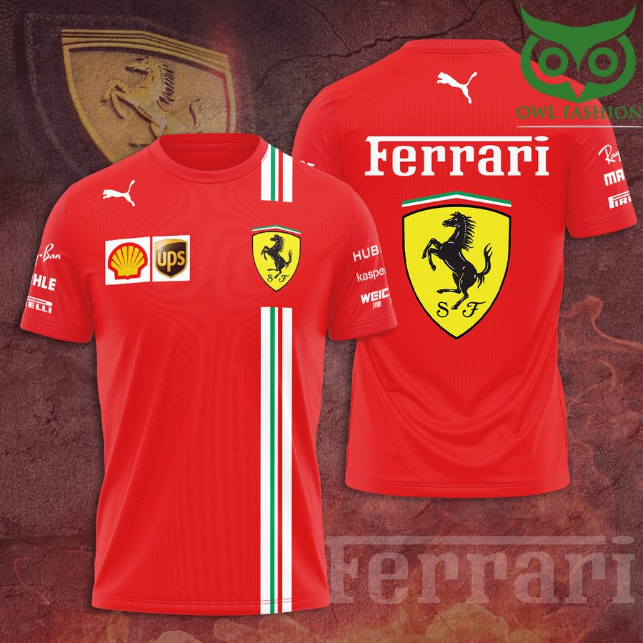 108 scuderia ferrari Puma ups full red logo 3D shirt
