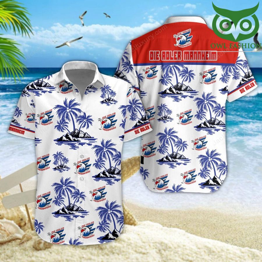 10 Adler Mannheim Champion Leagues aloha summer tropical Hawaiian shirt