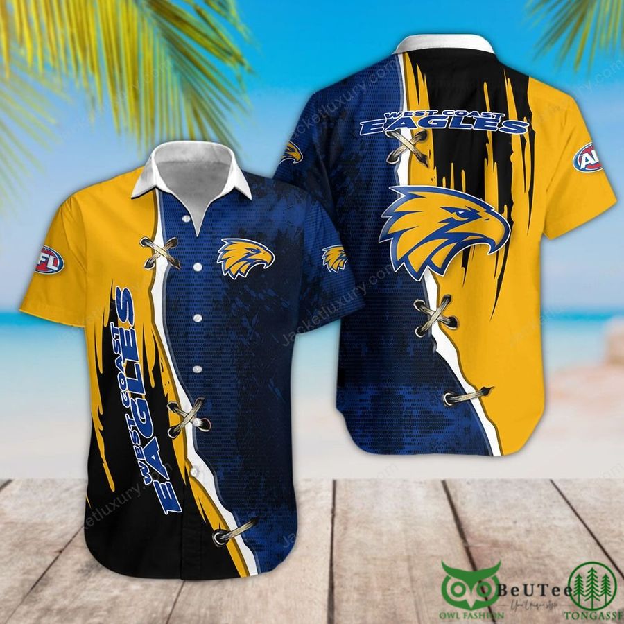 West Coast Eagles Blue Yellow Cross Hawaiian Shirt