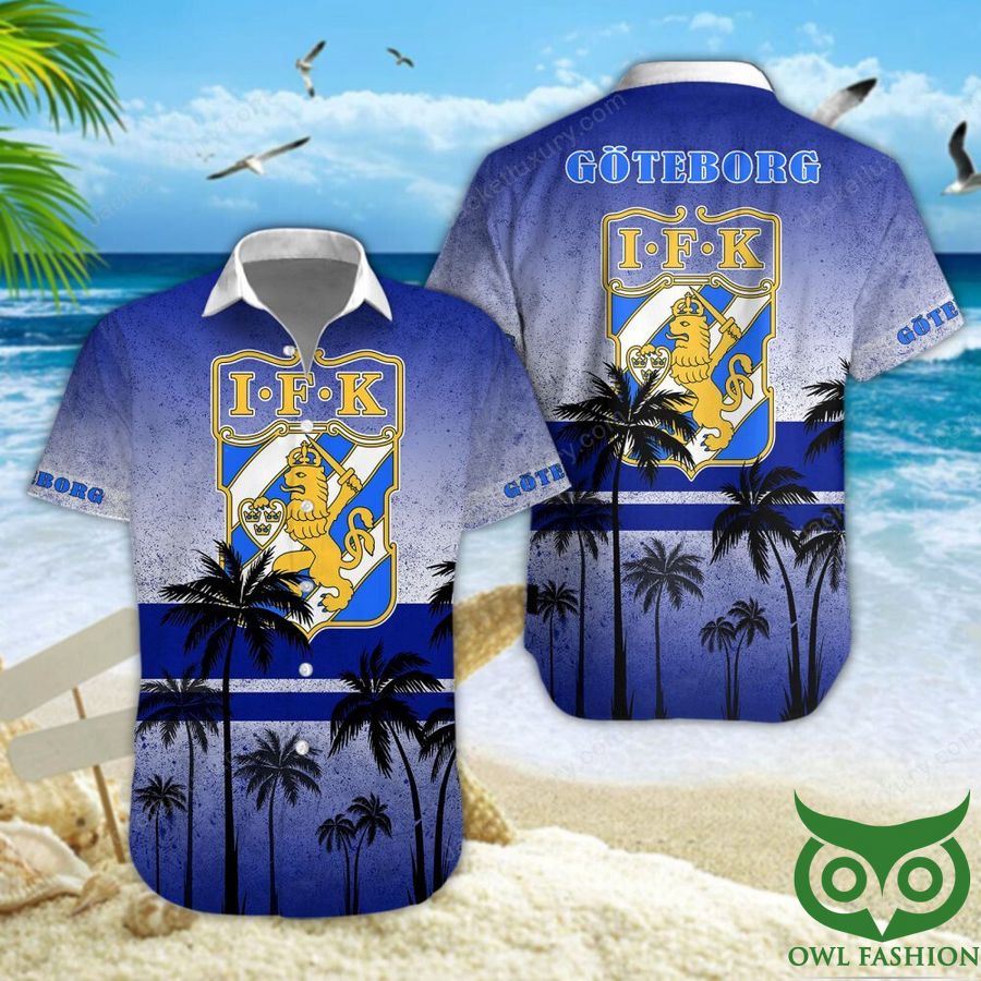 IFK Göteborg Palm Tree Blue Logo Hawaiian Shirt