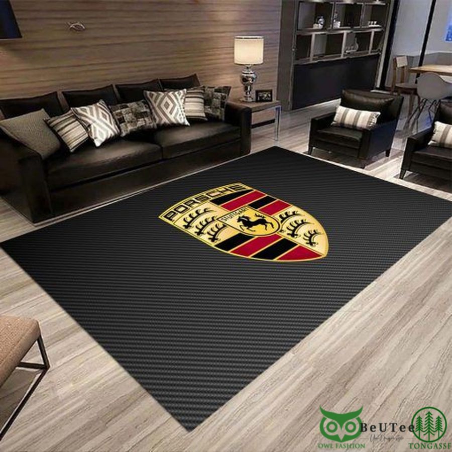 Limited Edition Porsche Logo Small Square Black Carpet Rug