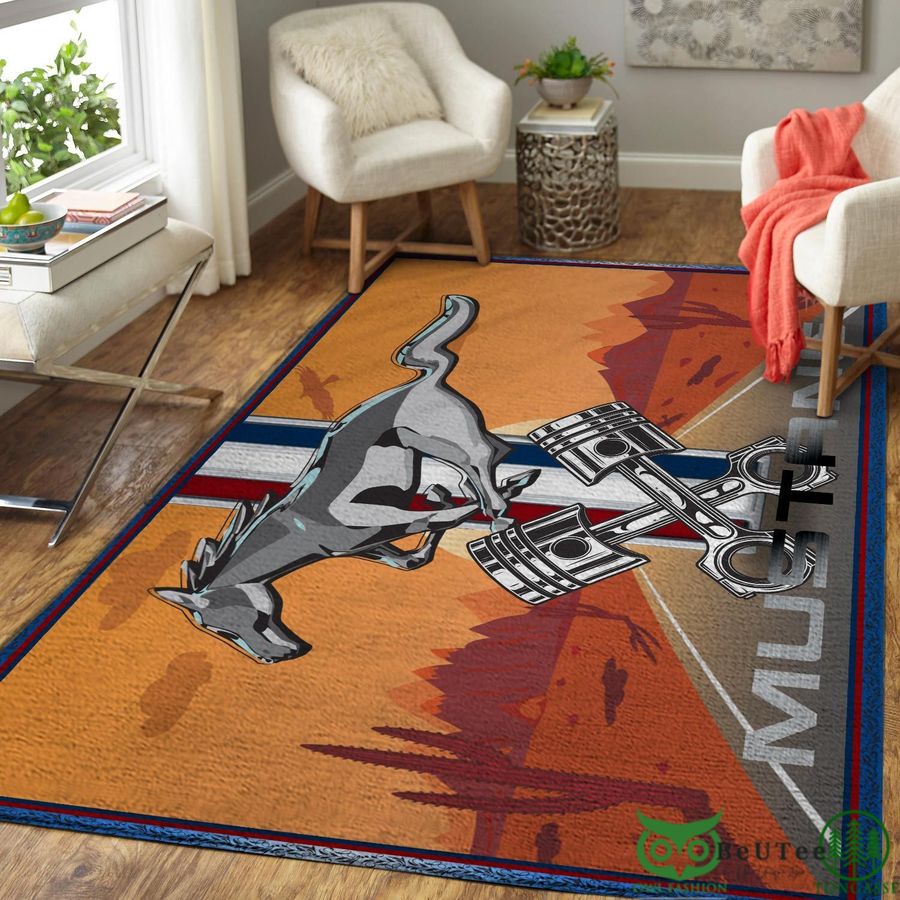 Limited Edition Mustang Horse Orange Carpet Rug
