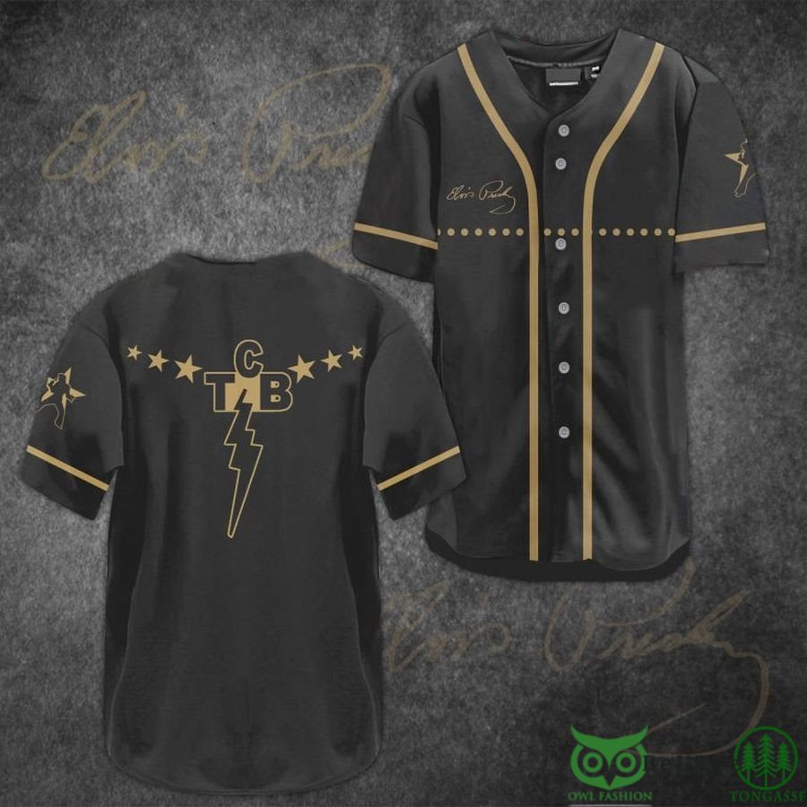 Elvis Presley TCB Symbols Dark Gray Baseball Jersey Shirt