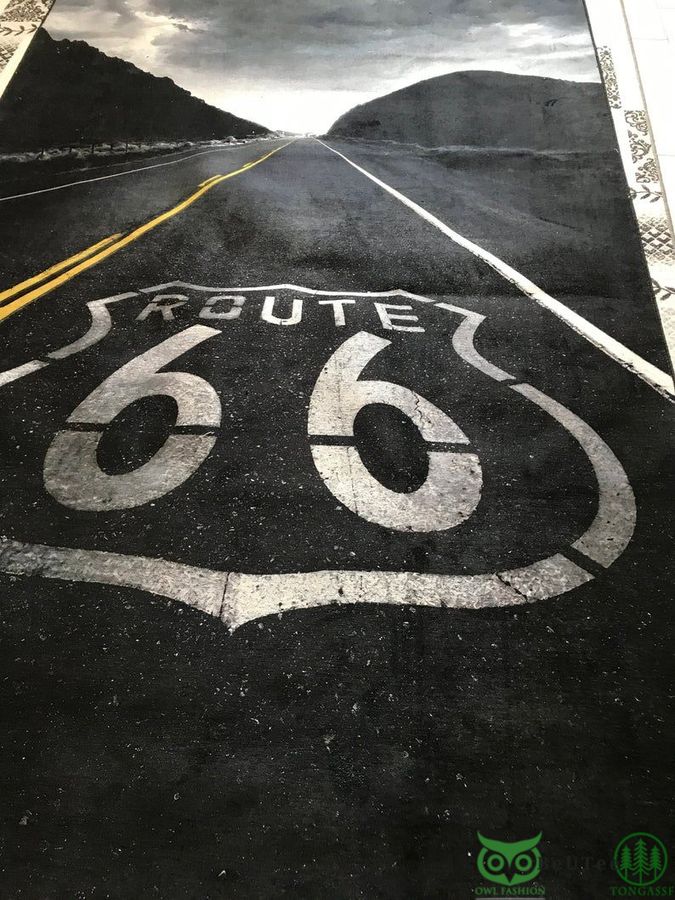 Route 66 Racing Black Carpet Rug