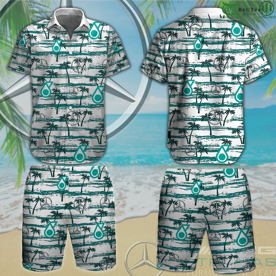 Mercedes Petronas palm trees aloha Hawaiian Shirt and Shorts