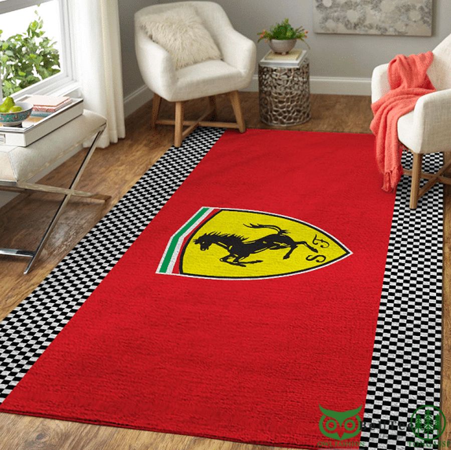 Limited Edition Ferrari Red Checkered Carpet Rug