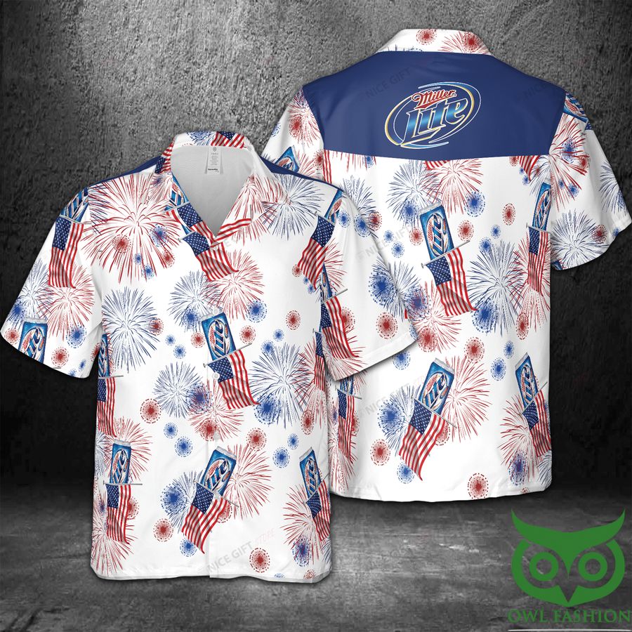 Miller Lite American Flag Fireworks Hawaii 3D Shirt