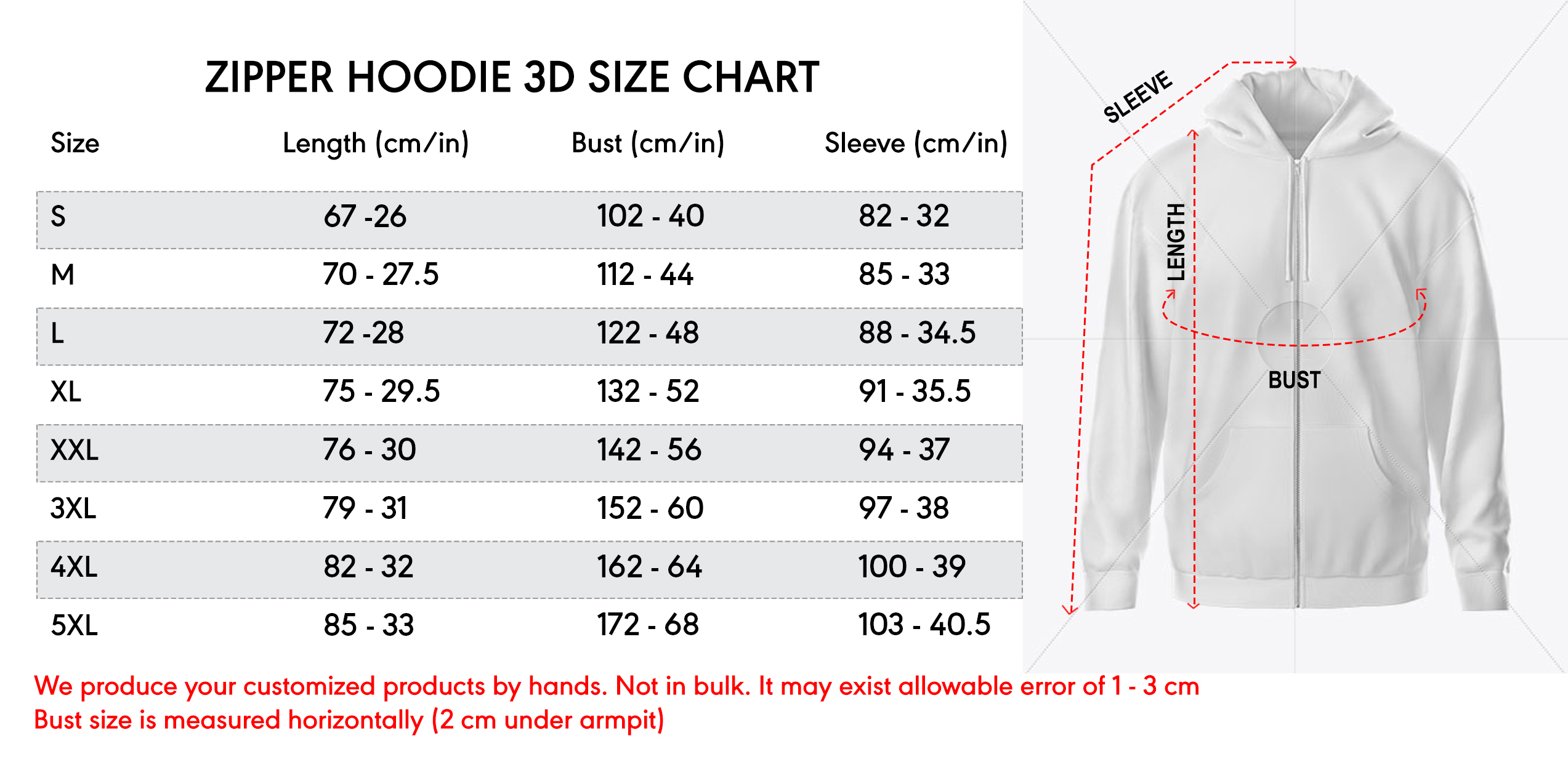 3D zip hoodie