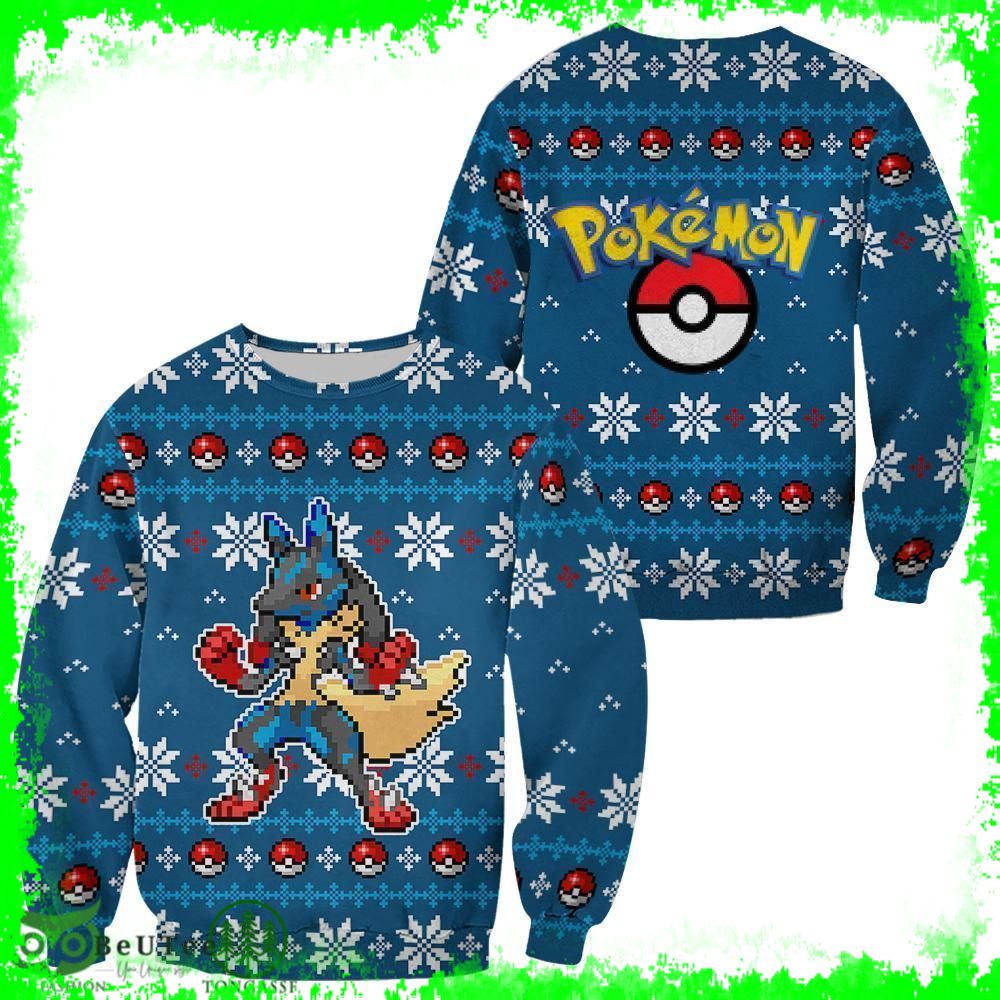 119 Pokemon Ugly Christmas Sweater Lucario Xmas Gift Ugly Sweater