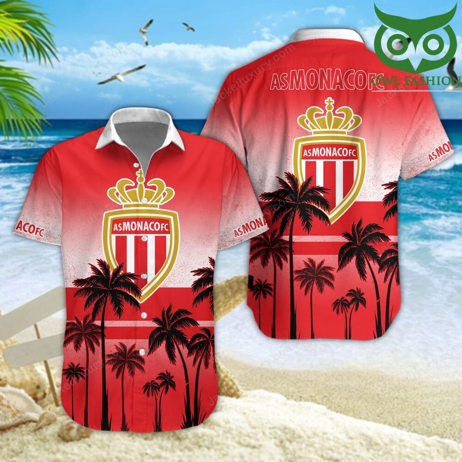 AS Monaco palm trees on the beach 3D aloha Hawaiian shirt