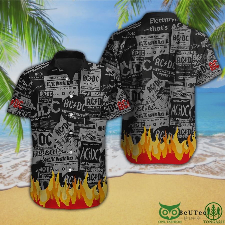 AC DC Rock Music Fire Hawaiian Shirt