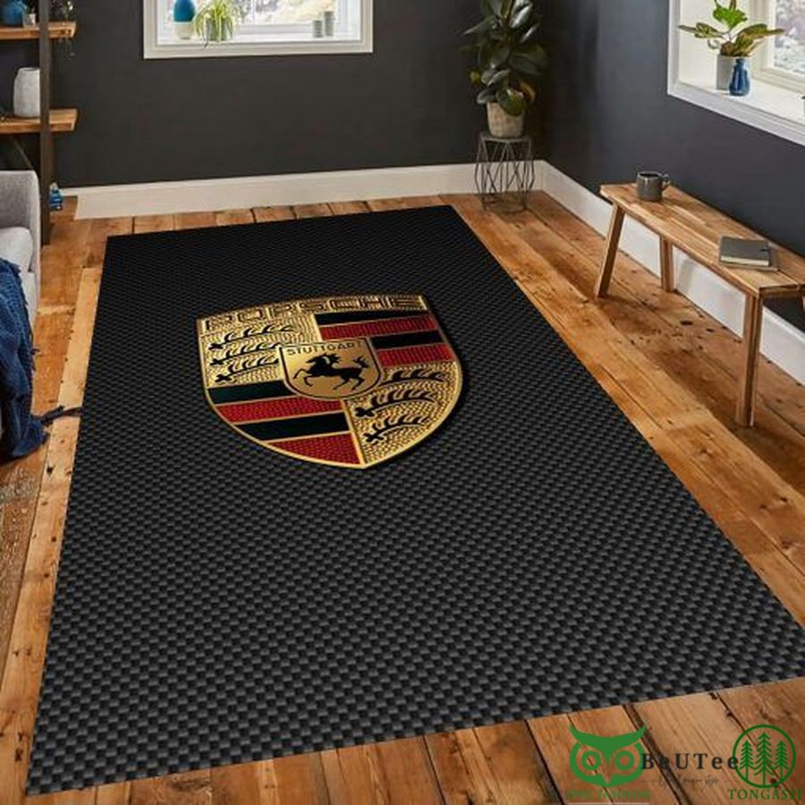 Limited Edition Porsche Logo Black Chain Pattern Carpet Rug