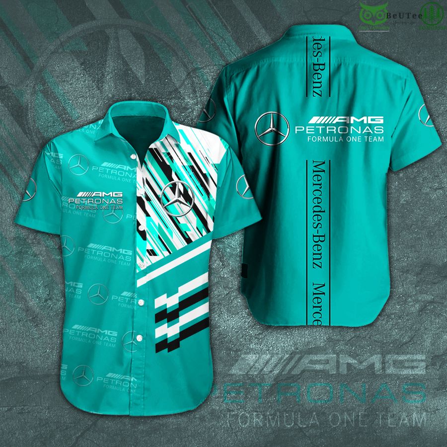 Mercedes Petronas full turquoise logo 3D Hawaiian shirt