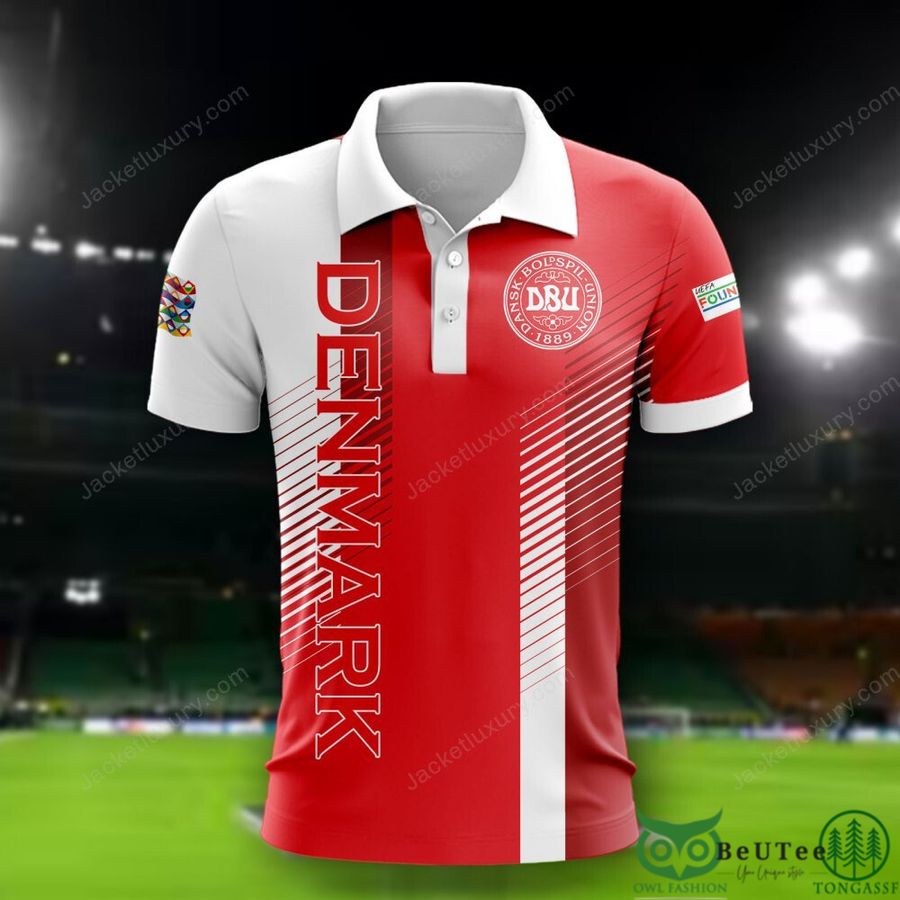 Denmark national Euro football White Red 3D Polo T-shirt Hoodie