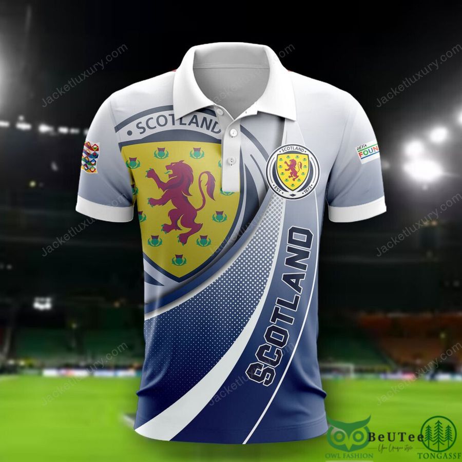 Scotland national Euro football Dark Blue Gradient 3D Polo T-shirt Hoodie
