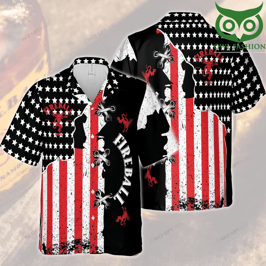 5 Fireball Whisky American feeling tropical 3D Hawaiian shirt for summer 1