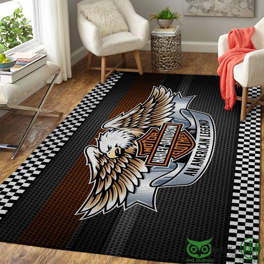 Harley Davidson Eagle Checkerboard Carpet Rug