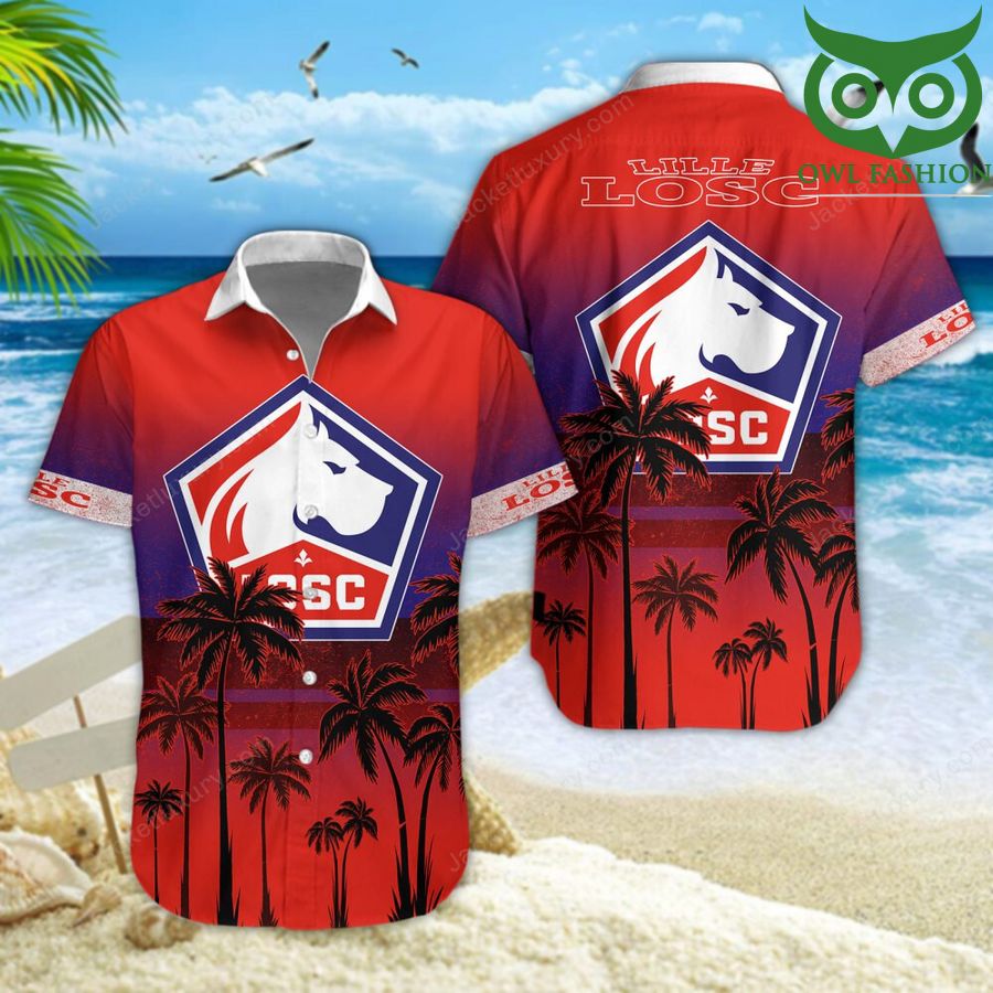 LOSC Lille palm trees on the beach 3D aloha Hawaiian shirt