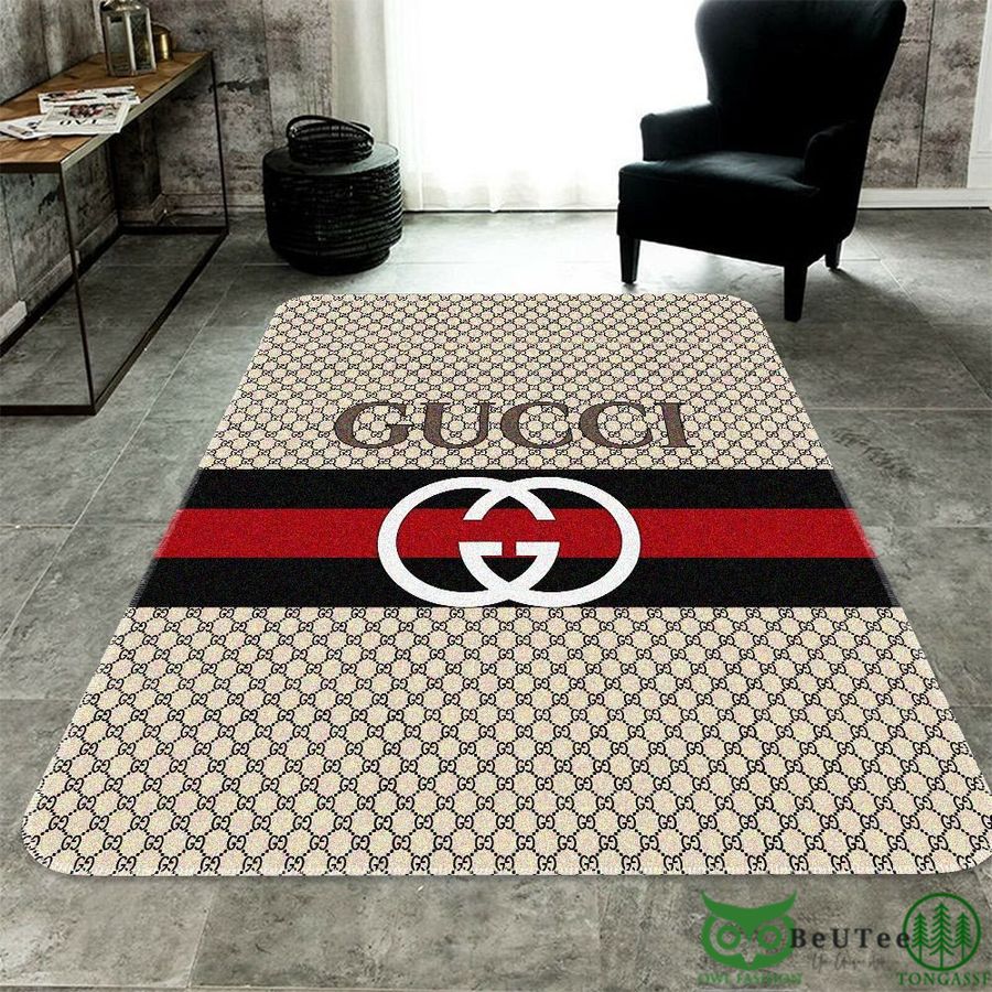 Luxury Gucci Beige Monogram Logo Carpet Rug