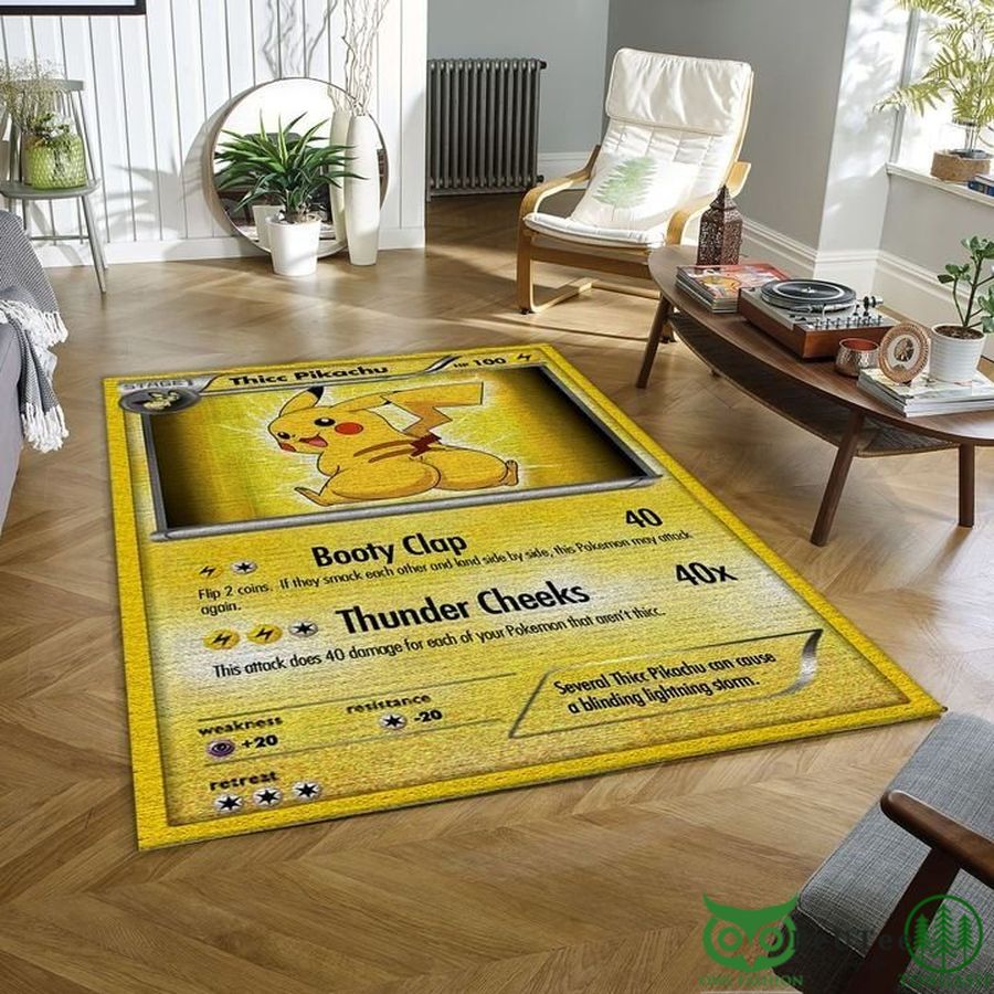 Thicc Pikachu Yellow Carpet Rug