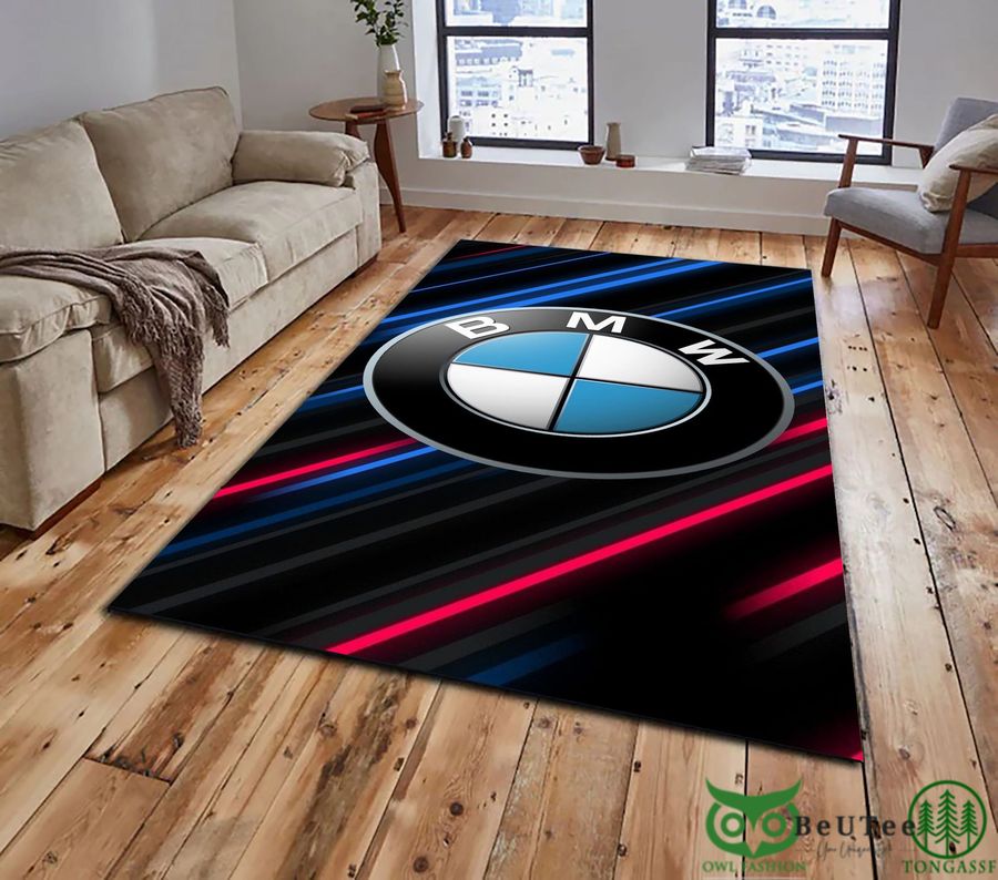 BMW Logo Diagonal Blue Red Carpet Rug