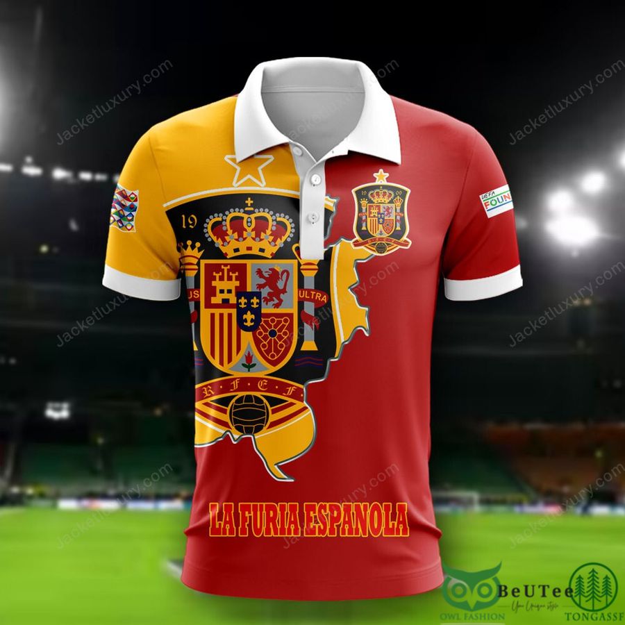 Spain National Euro Football 3D Polo T-shirt Hoodie
