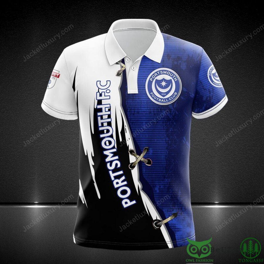 Portsmouth F.C Blue Black EFL League One 3D Printed Polo Tshirt Hoodie