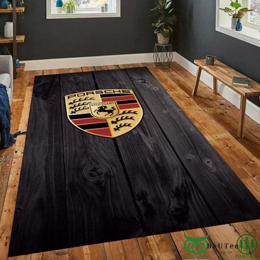 Limited Edition Porsche Logo Black Wooden Carpet Rug