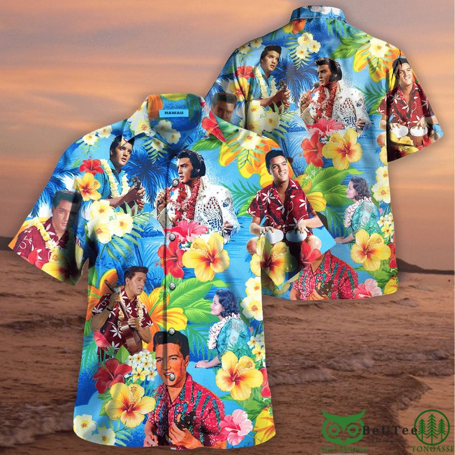 Elvis Presley Colorful Tropical Flowers Beach Hawaiian Shirt