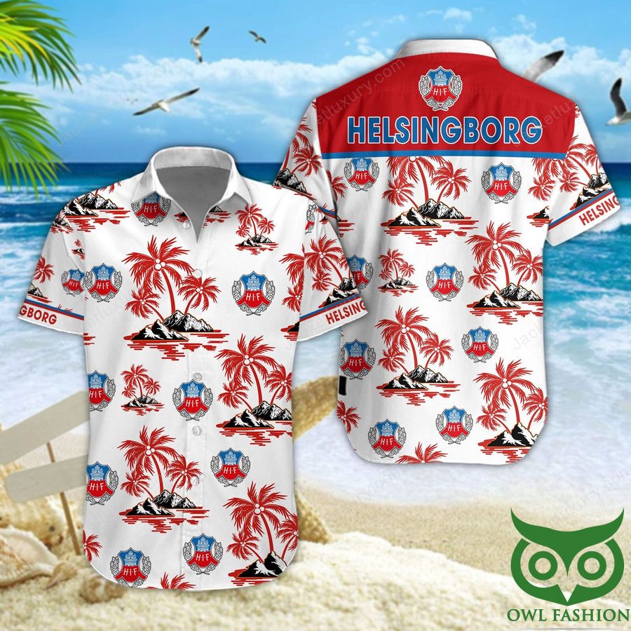 Helsingborgs IF Red Coconut Tree Hawaiian Shirt