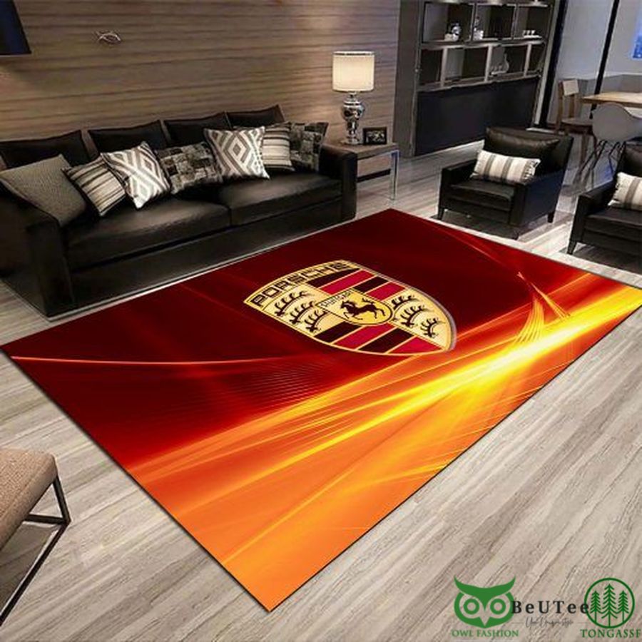 Limited Edition Porsche Logo Orange Curve Pattern Carpet Rug