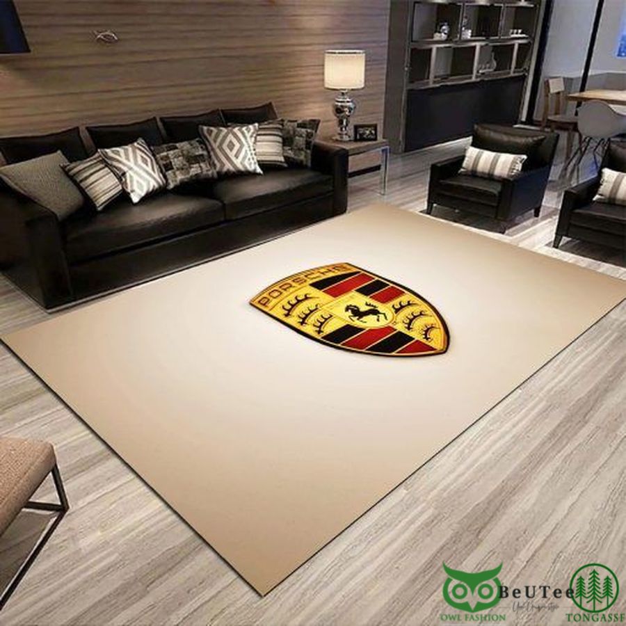 Limited Edition Porsche Logo Beige Carpet Rug