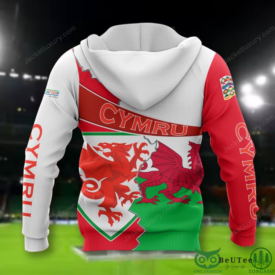 25 Wales national Euro football White Red 3D Polo T shirt Hoodie