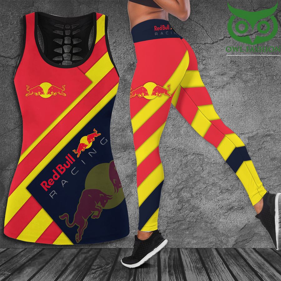43 Red Bull racing red and yellow stripe lines Hollow Tank Top and Leggings