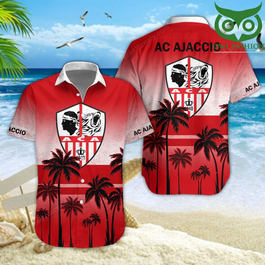 AC Ajaccio palm trees on the beach 3D aloha Hawaiian shirt