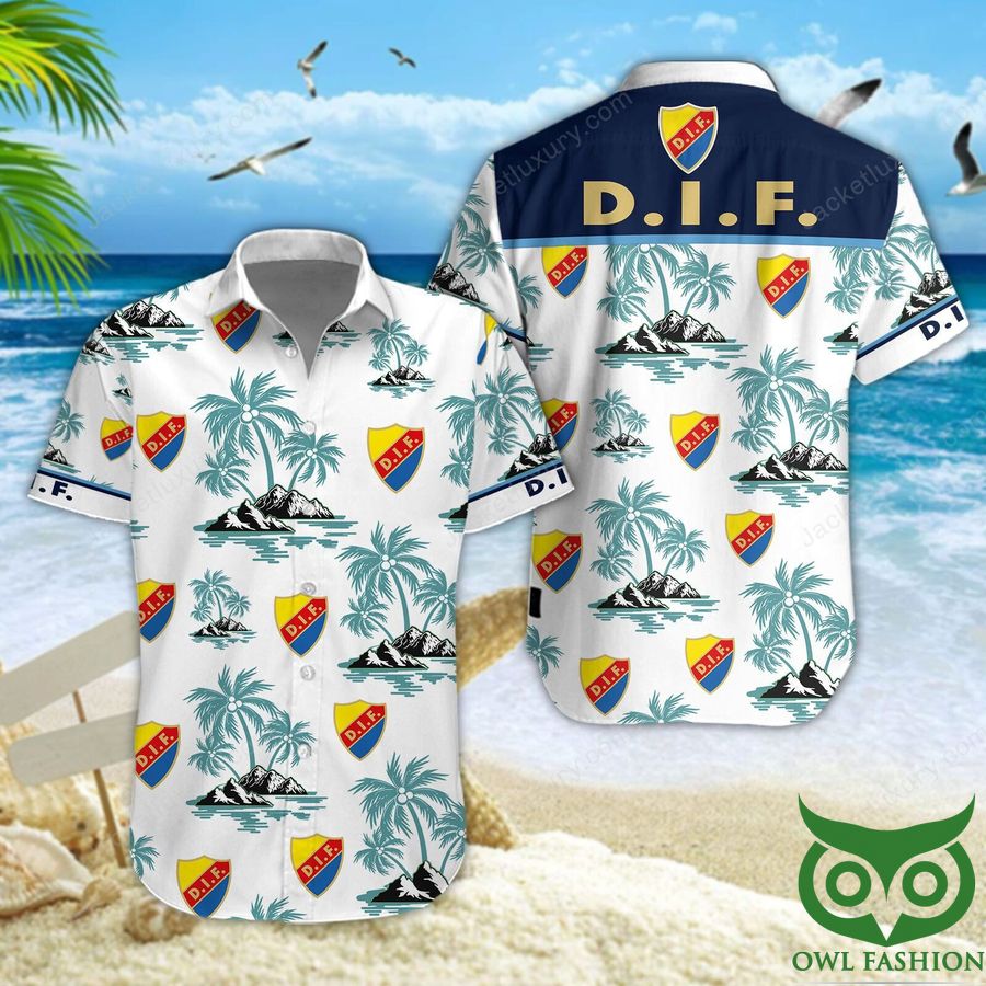 Djurgårdens IF Fotboll Turquoise Coconut Tree Hawaiian Shirt