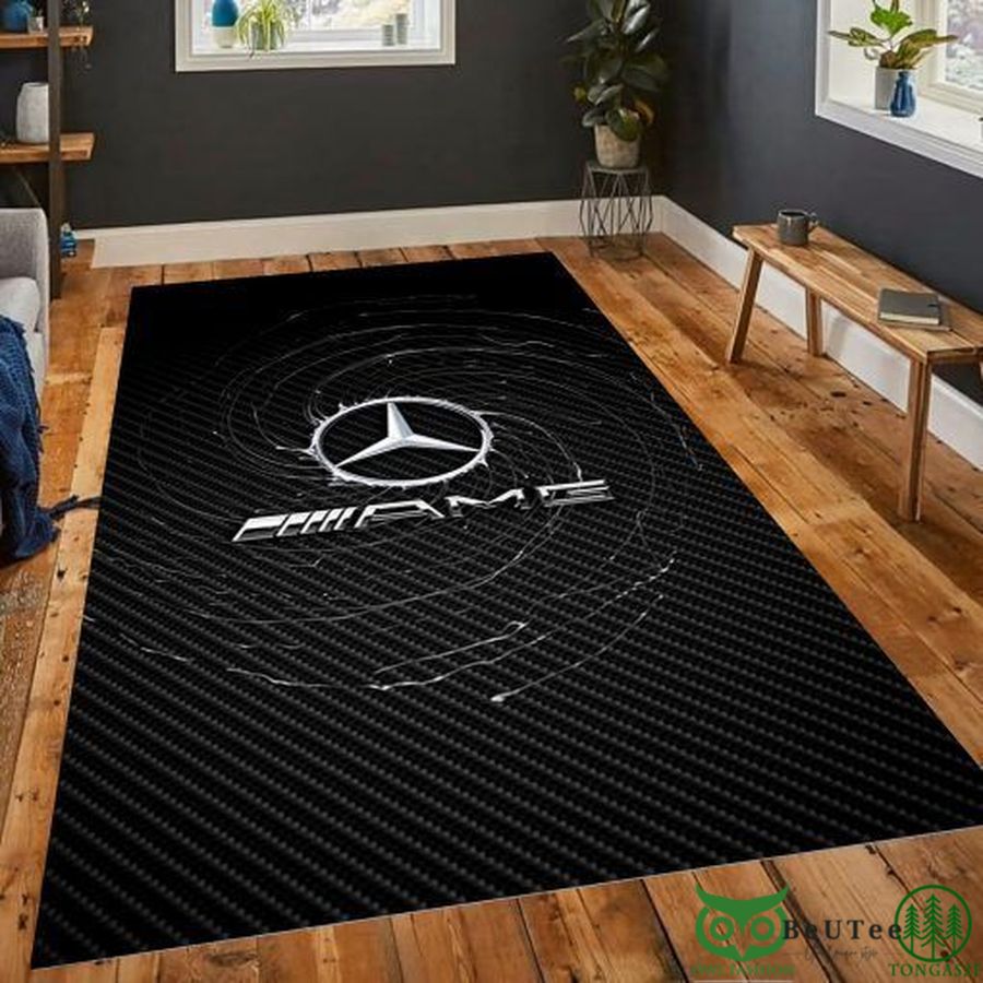Limited Edition Mercedes F1 Logo Black Eddy Carpet Rug
