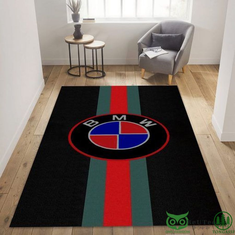 BMW Logo Green Red Lines Carpet Rug