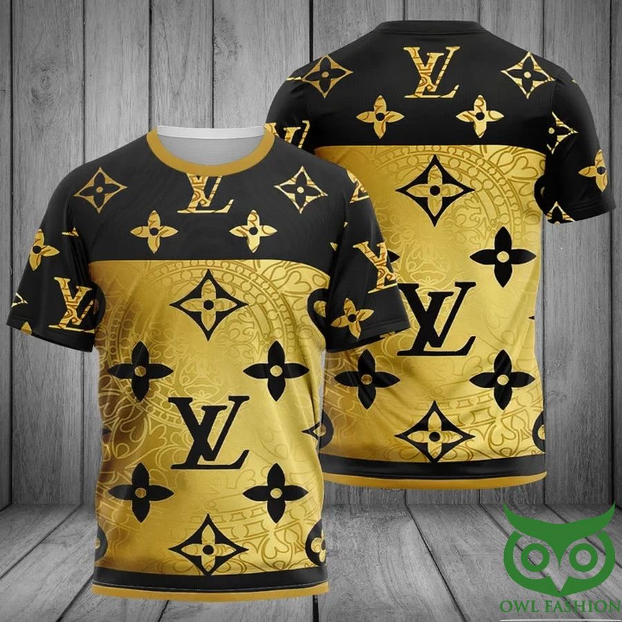 36 Louis Vuitton Black and Golden Pattern US T Shirt