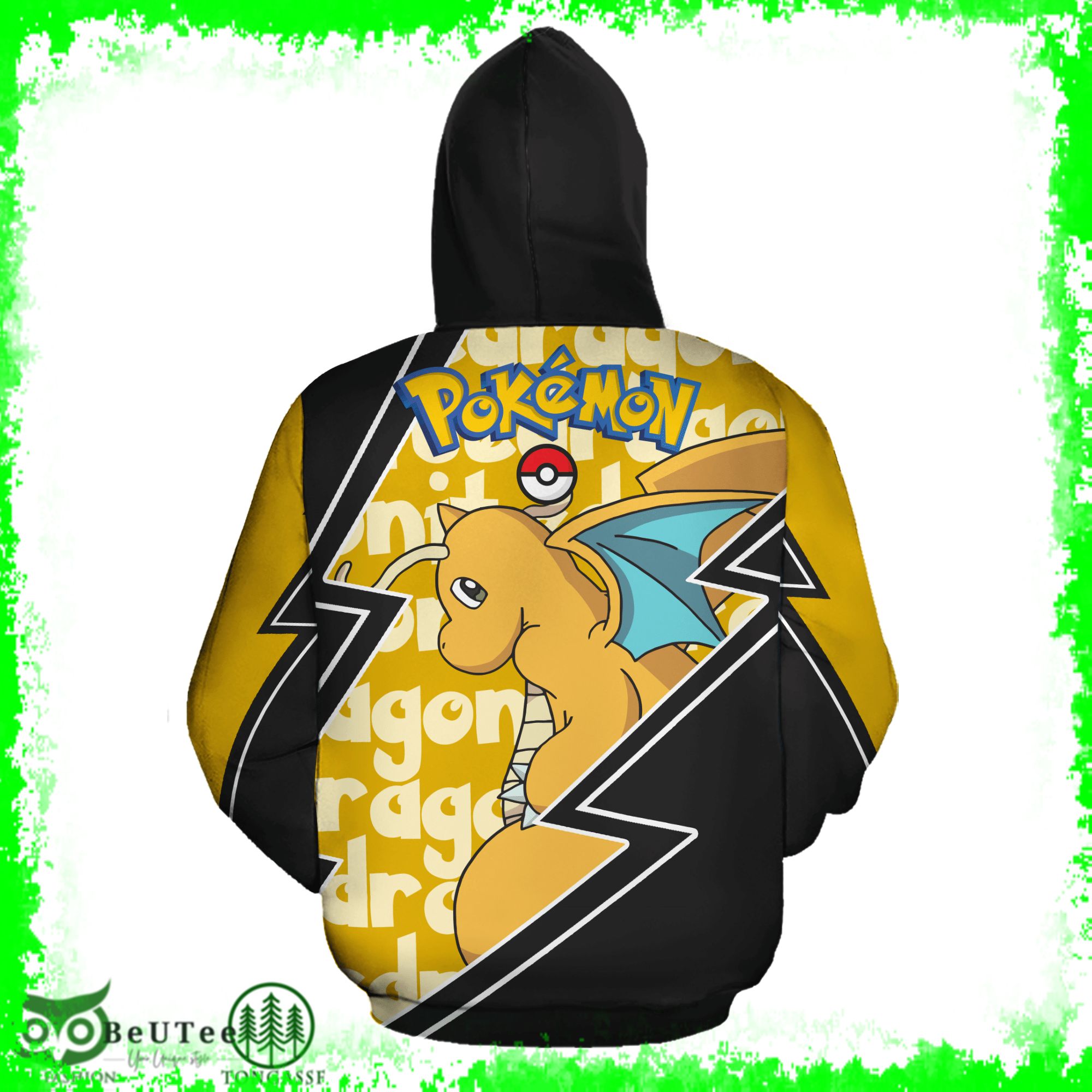 74 Dragonite Yellow Zip Hoodie Pokemon Shirt Ugly Sweater