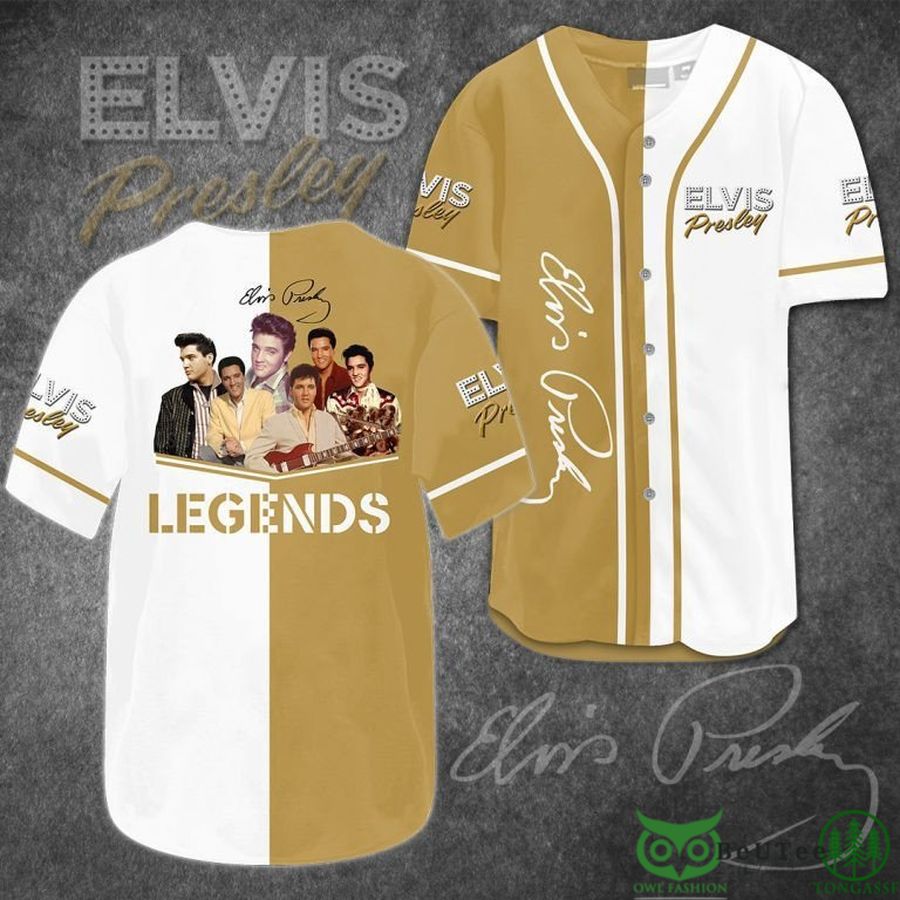 Elvis Presley Legends Brown Yellow White Baseball Jersey Shirt